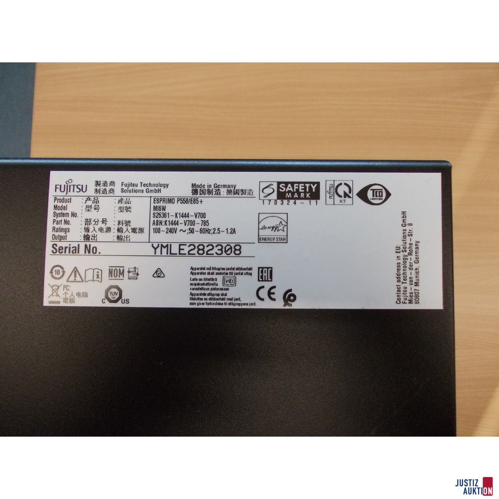 PC Jufitsu Esprimo P558 E85 &plus; Typenschild
