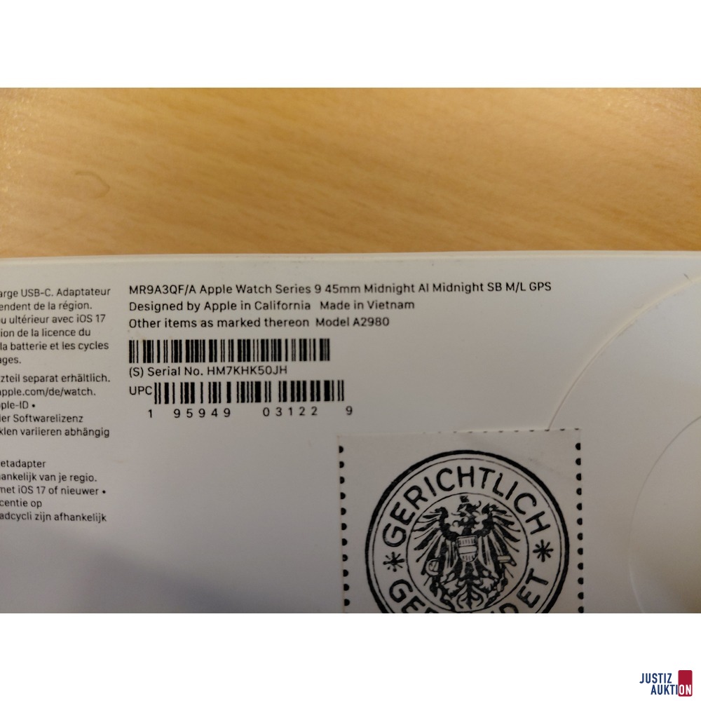 Apple Watch Series 9 &lpar;GPS&rpar; - 45-mm-Geh&auml;use &lpar;Modell&colon; A2980&rpar;