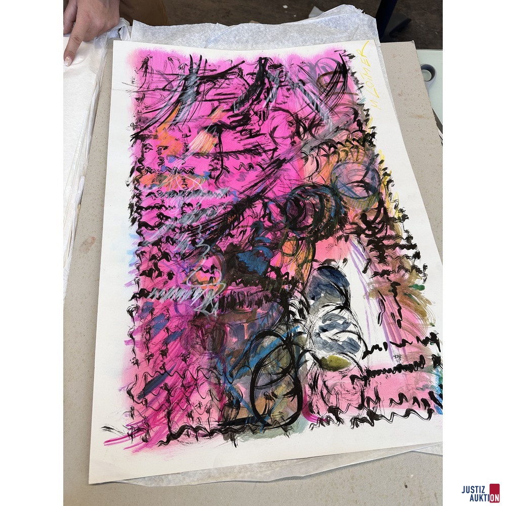 Bilder Konvolut von 72 Mischtechniken ca&period; 70x50 cm