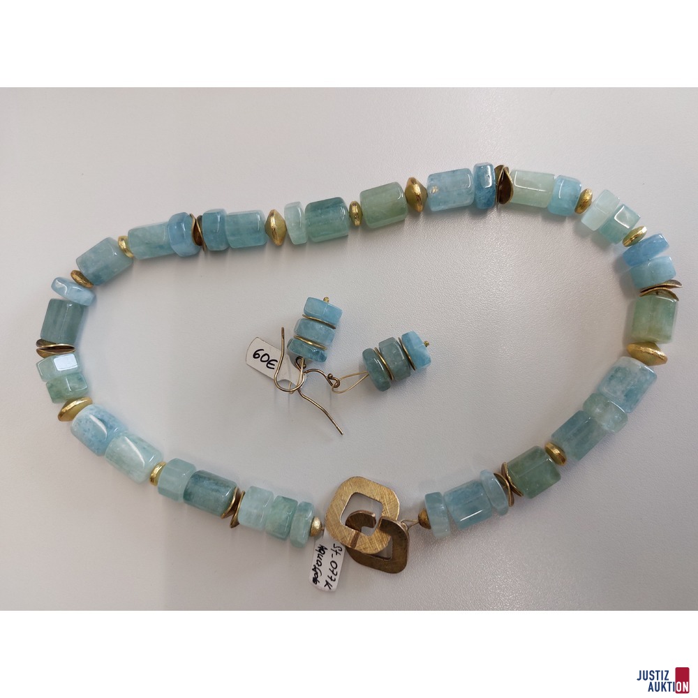 Halskette Aquamarin mit Gold (vergoldet)