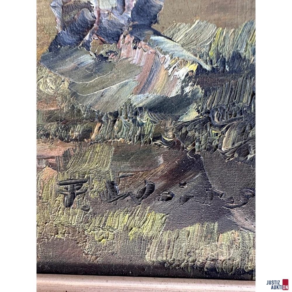 Bild Landschaft mit Birken&comma; Bach und Berg von Unbekannt