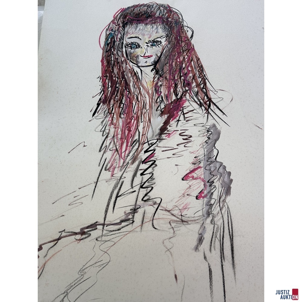 Bilder Konvolut von 4 Gouachen ca. 70x60 cm Gouache auf Papier