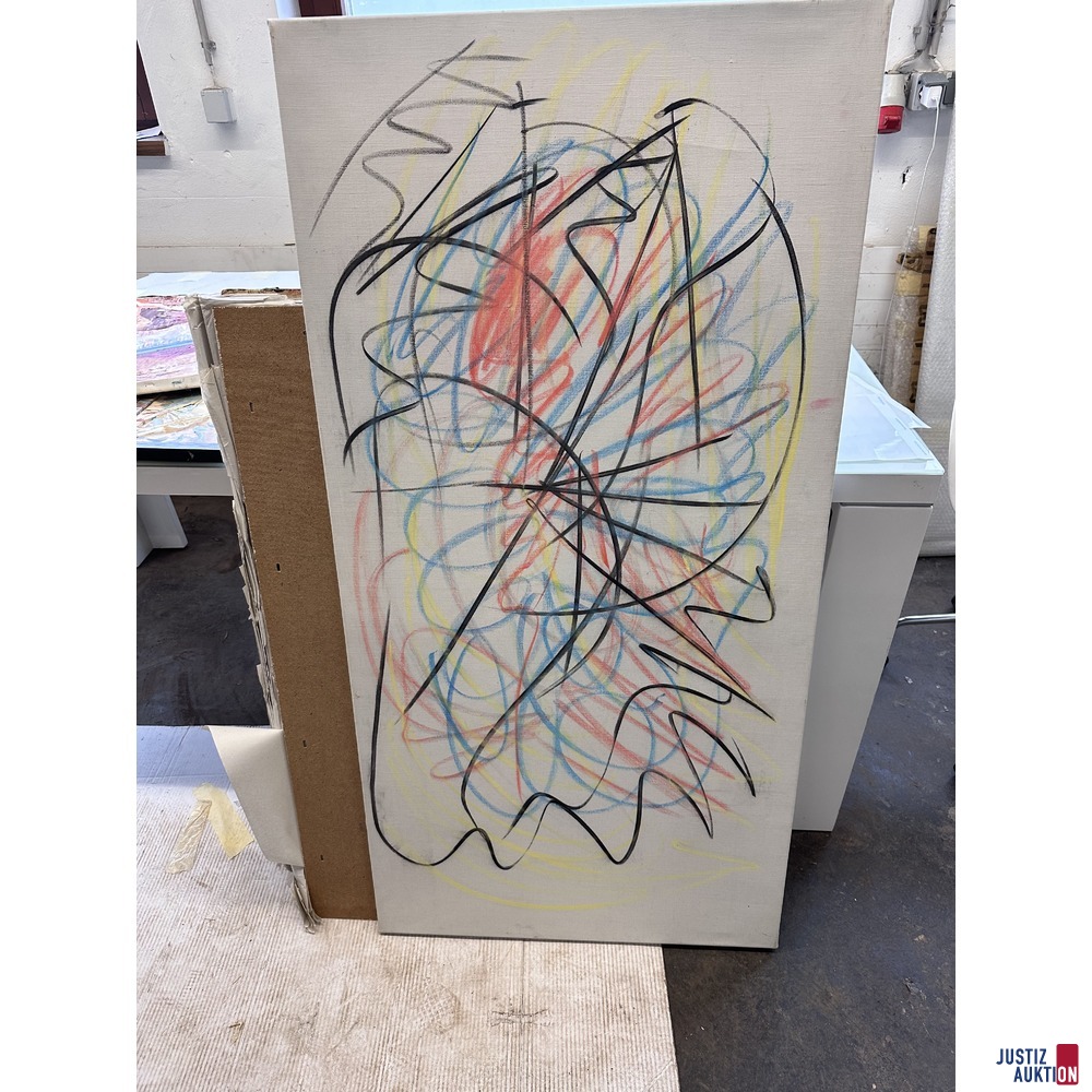 Bild ohne Titel 130x65 cm Buntstift auf Leinwand