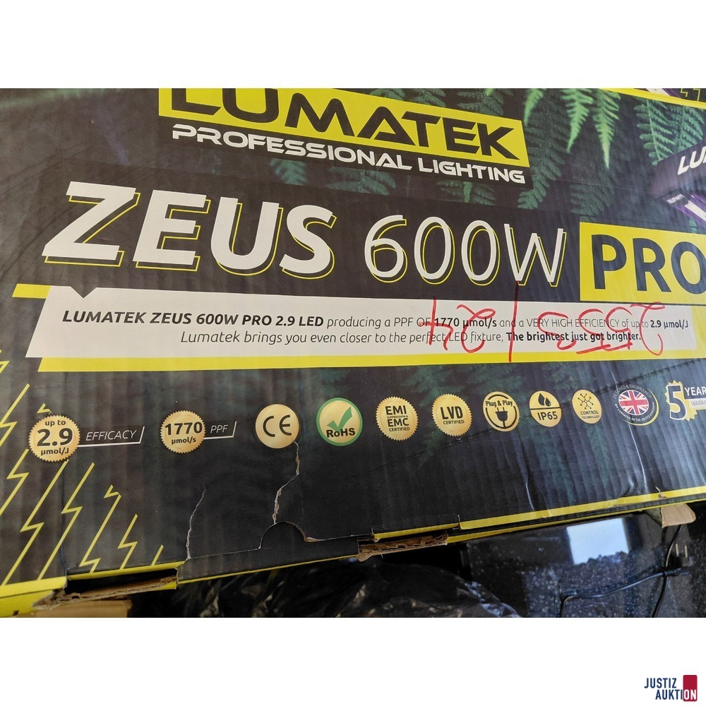 1&nbsp;Stk&period; LED-Lampe&nbsp;ZEUS 600W PRO 2&period;9&nbsp;by lumatek