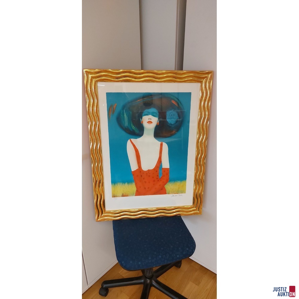 Farblithographie ( 31/125) " Dame mit Hut "