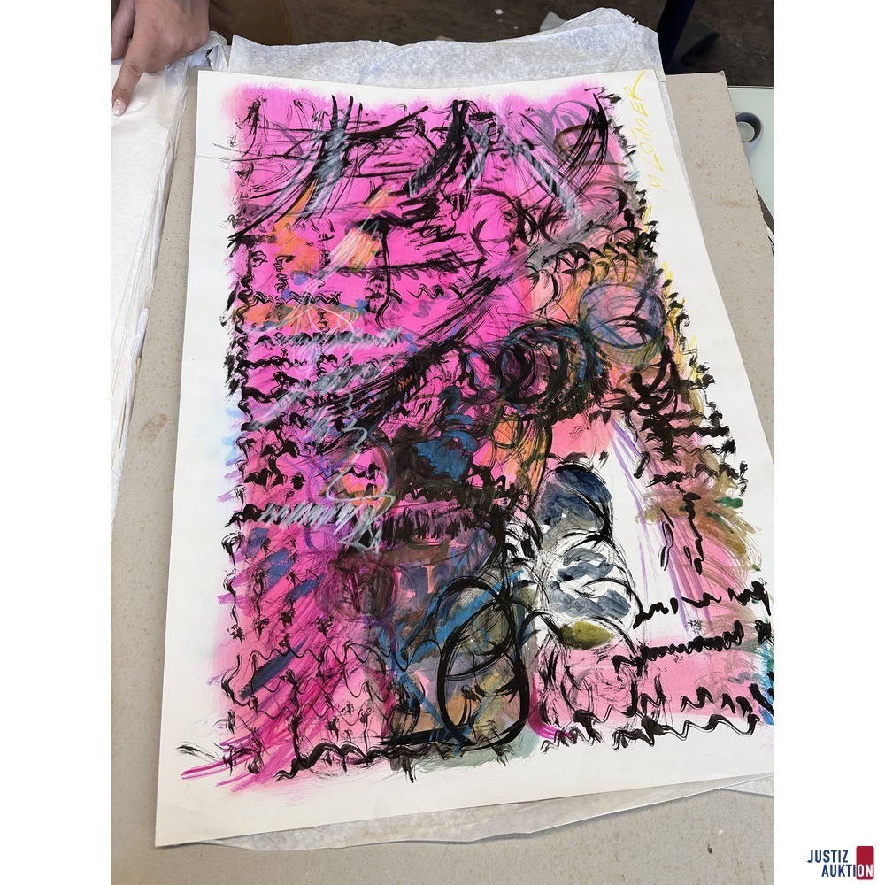 Bilder Konvolut von 72 Mischtechniken ca. 70x50 cm