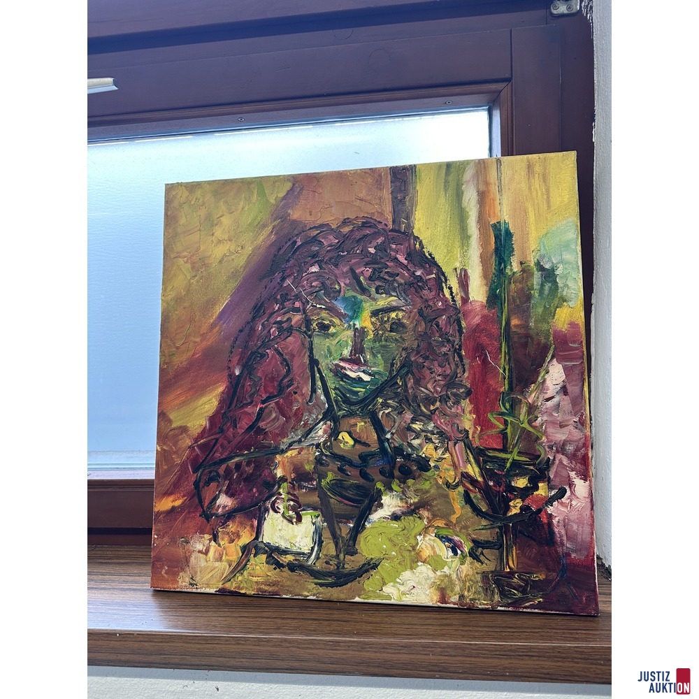 Bild Frau beim Dinner 50x50 cm Öl auf Leinwand