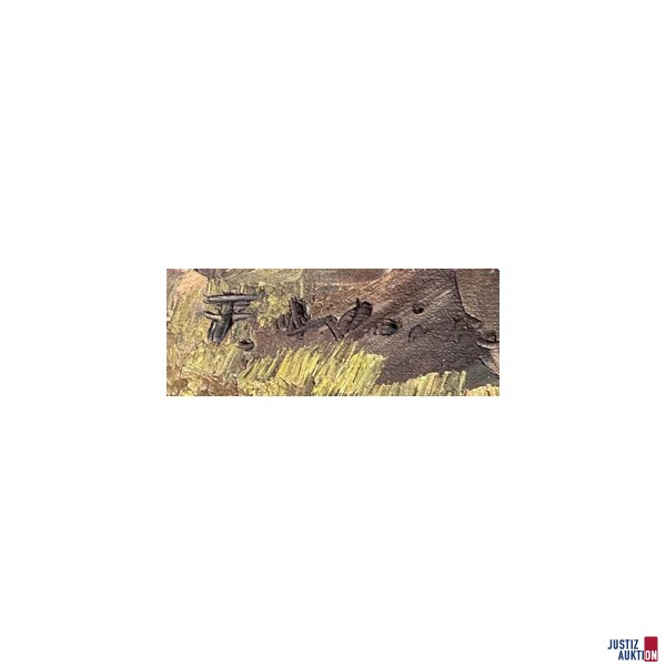 Bild Landschaft mit Birken&comma; Bach und Berg von Unbekannt