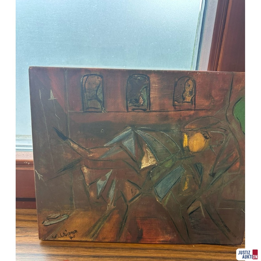 Bild Kampfstier 30x25cm cm Öl auf Leinwand