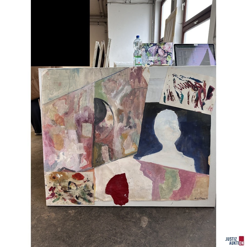 Bild ohne Titel 80x100 cm Papiercollage auf Leinwand