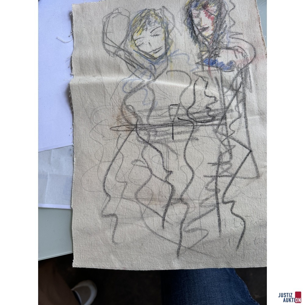 Bild ohne Titel 37x25 cm Bundstift auf Leinwand