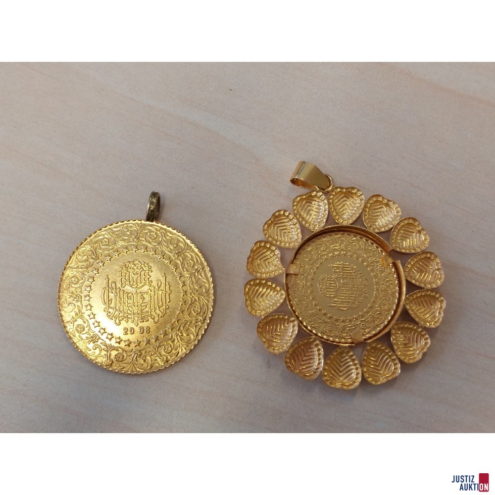 1 t&uuml;rkische Hochzeitsm&uuml;nze in Anh&auml;ngerfassung u&period;a&period;