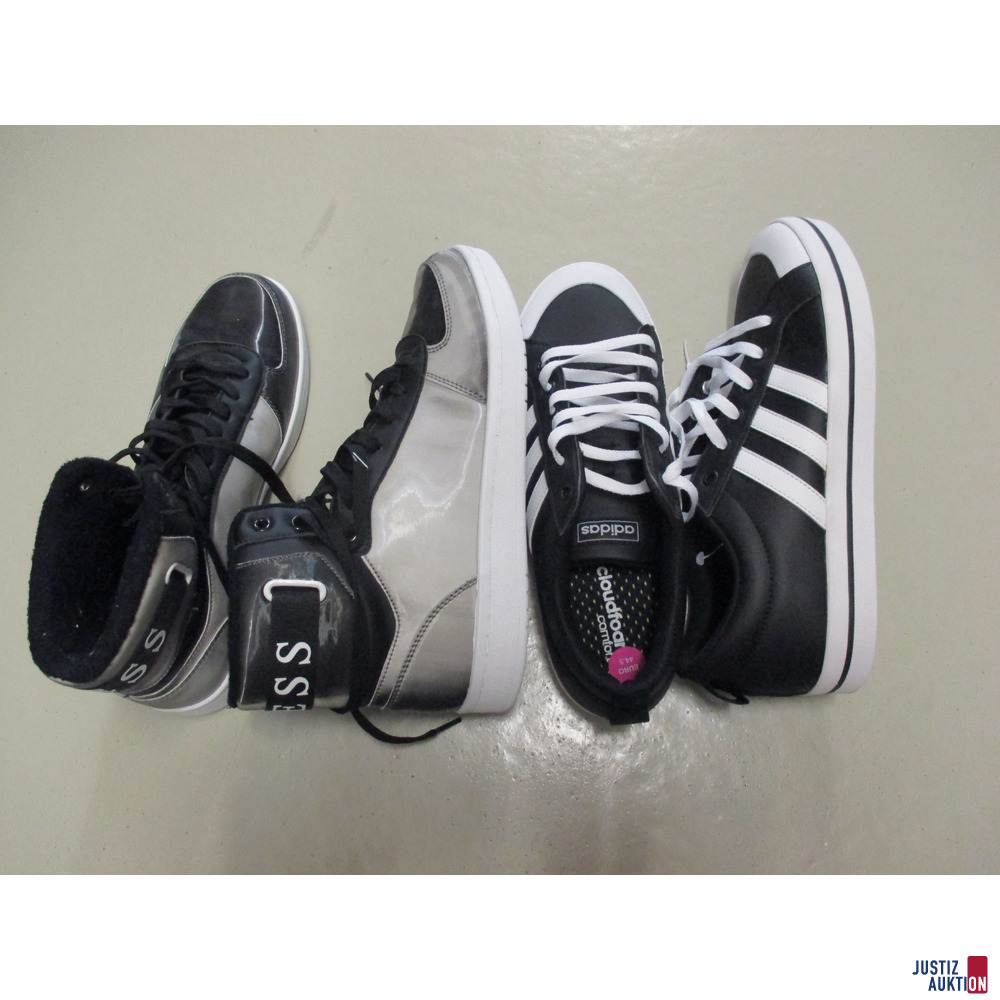 Seitenansicht Schuhe Guess und Adidas