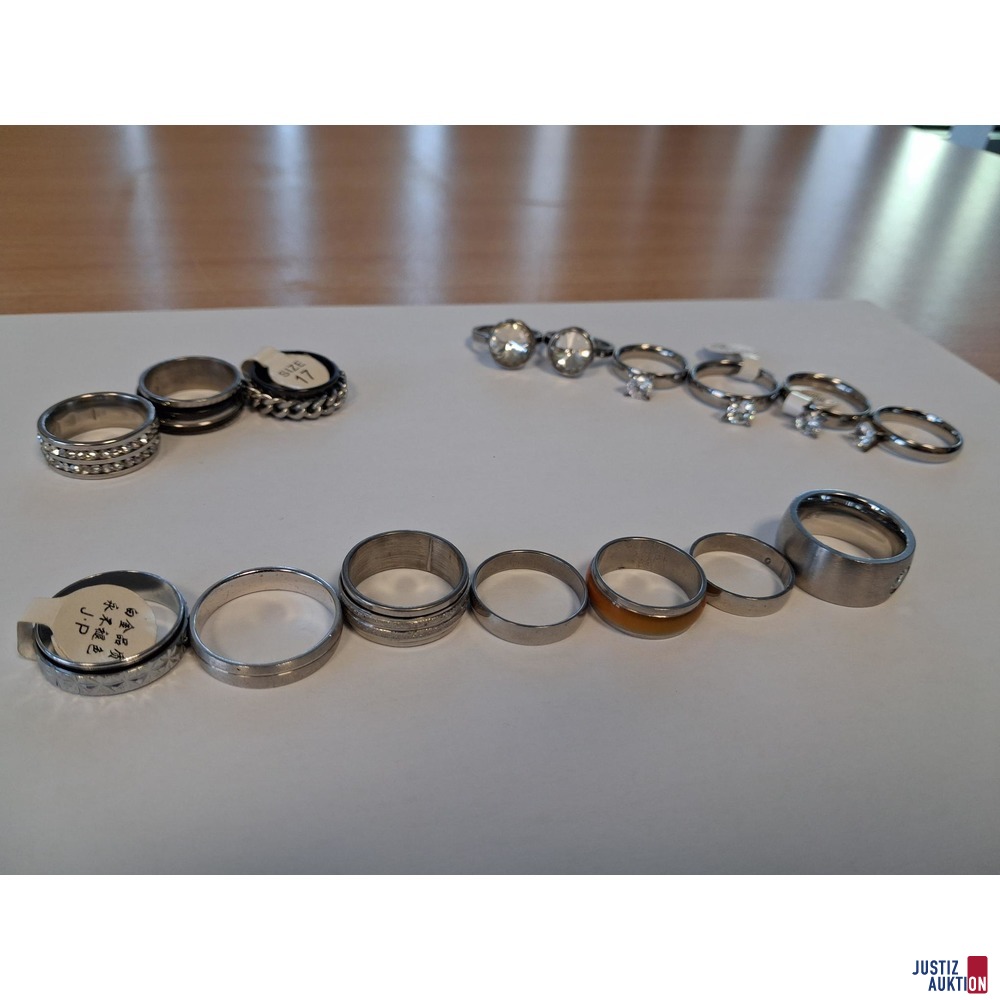 Konvolut Silberfarbene Ringe 16 Stk&period;