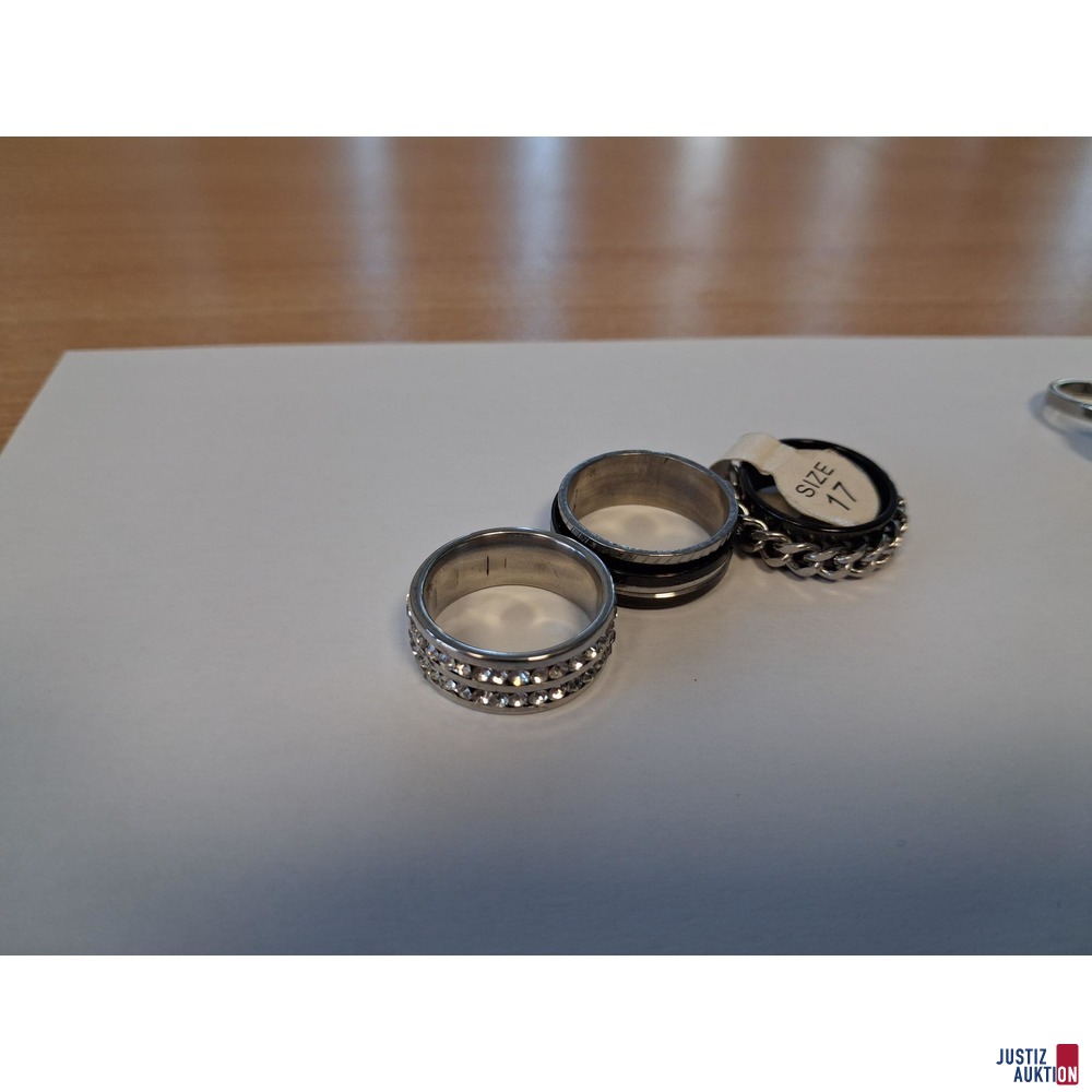 Konvolut Silberfarbene Ringe 16 Stk&period;