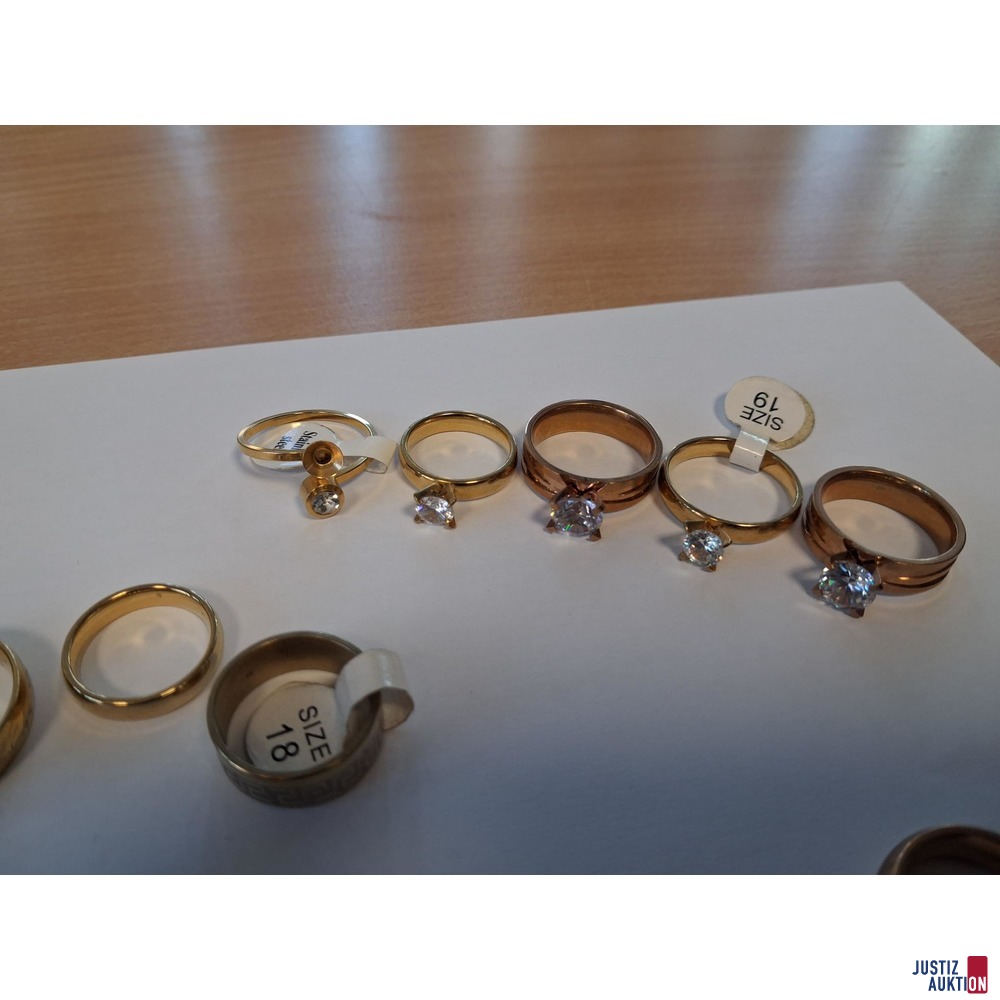 Konvolut vergoldete Ringe 16 Stk&period;