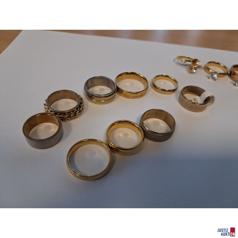 Konvolut vergoldete Ringe 16 Stk&period;