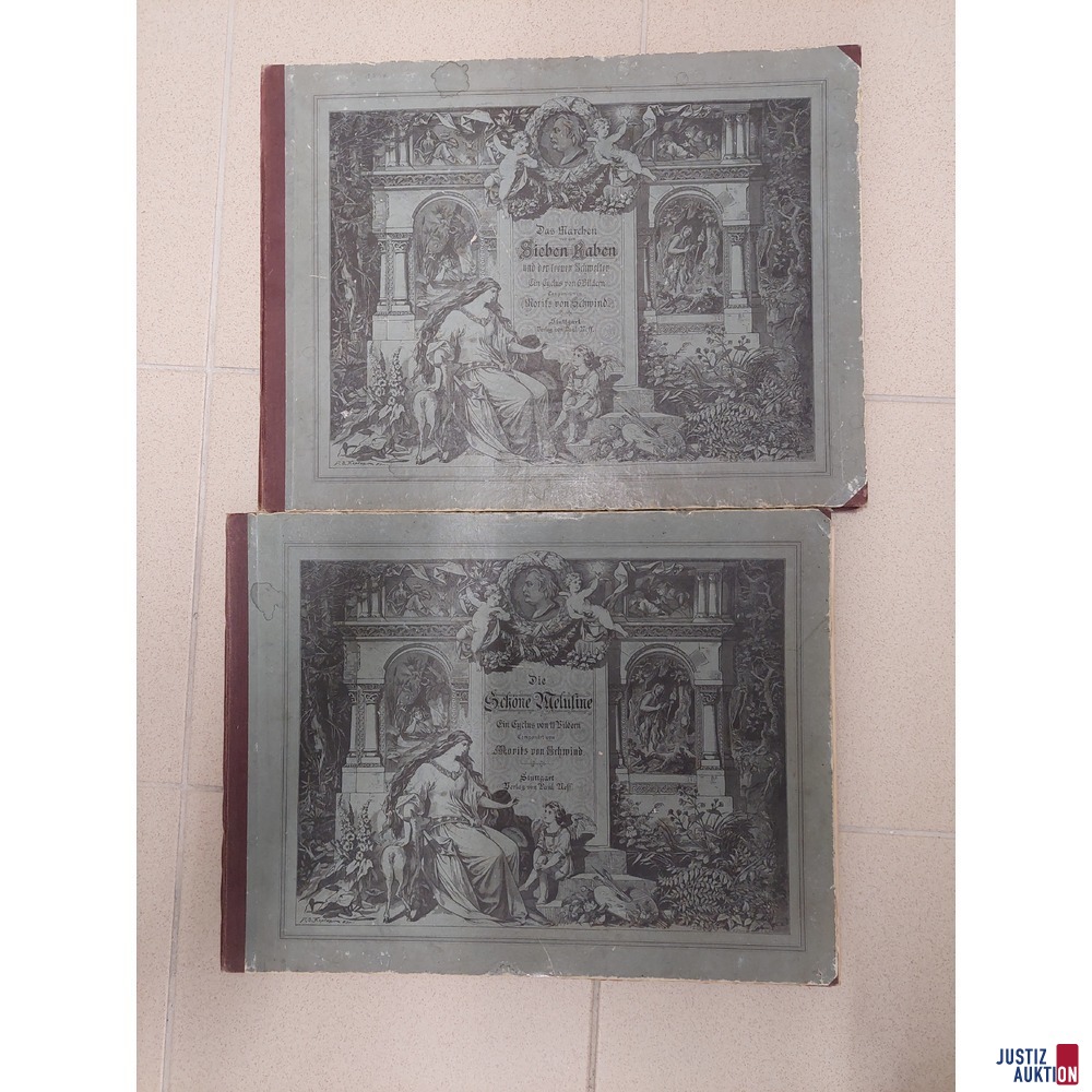Zwei Ausgaben der Märche: „Die schöne Melusine“ und „Von den Sieben Raben und der treuen Schwester“ und mit Illustrationen von „Moritz von Schwind“, Verlag Paul Neff, Stuttgart, um 1920