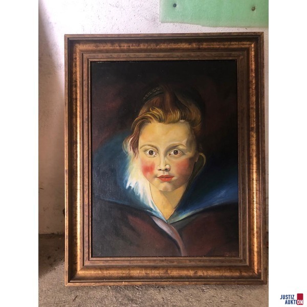Bild -Mädchenporträt 48 x 38 cm, Öl auf Leinwand, undeutliche Signatur