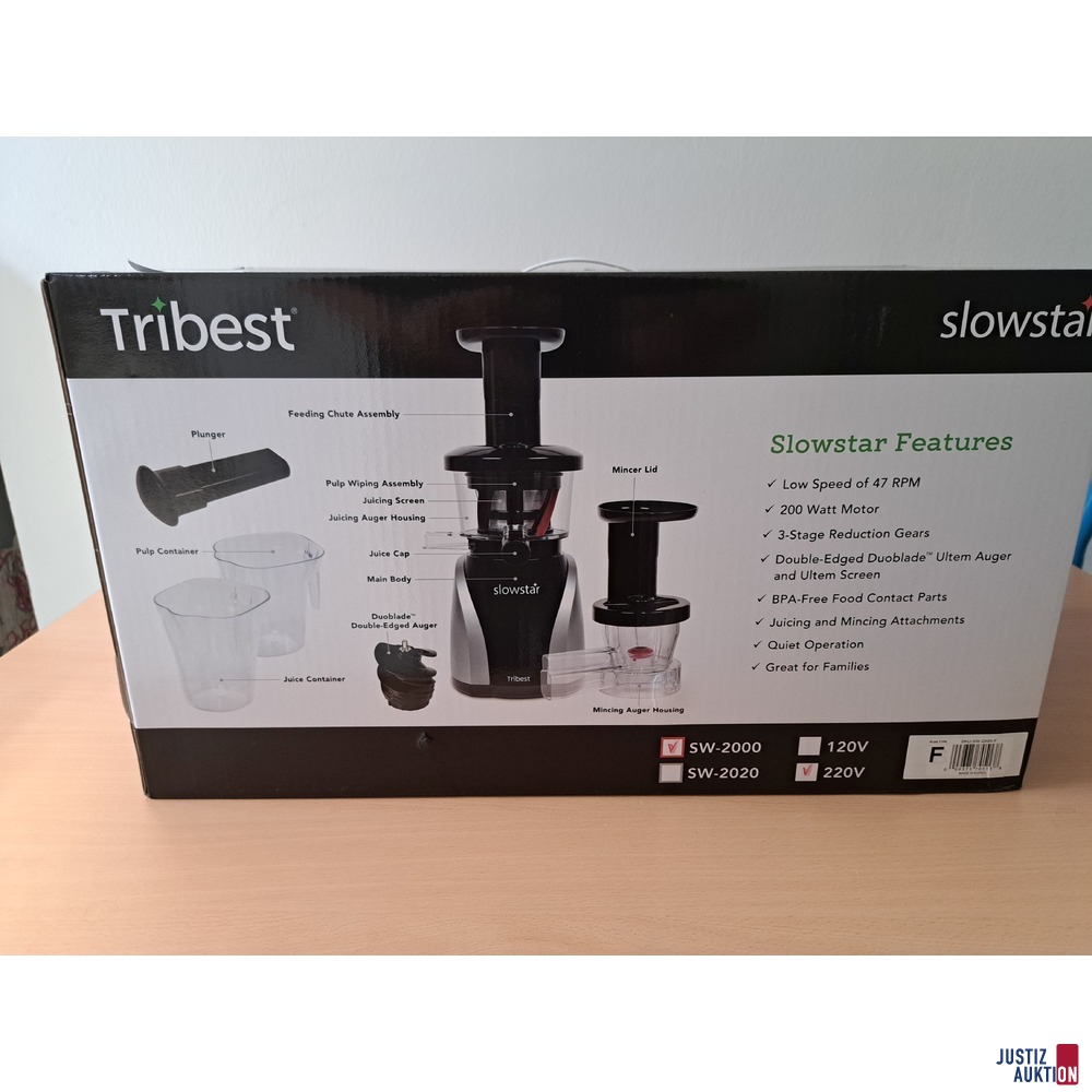 Tribest Slowstar 2-in-1 Vertical Slow Juicer &amp; Mincer SW2000 Originalverpackt