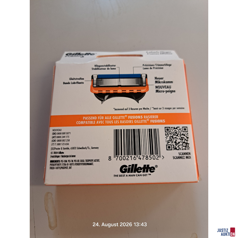 1x Packung GILETTE Rasierklingen zu 8 St&uuml;ck