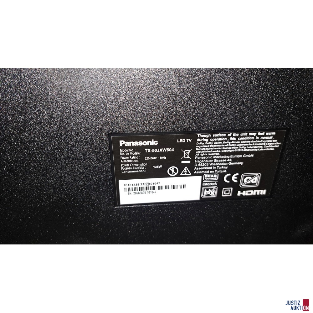 TV-Gerät Panasonic Model TX-50JXW604