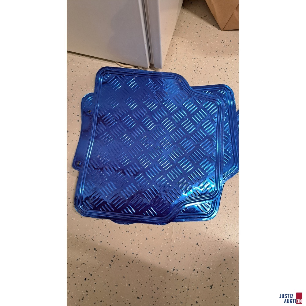 4 Autofußmatten blau Gummi