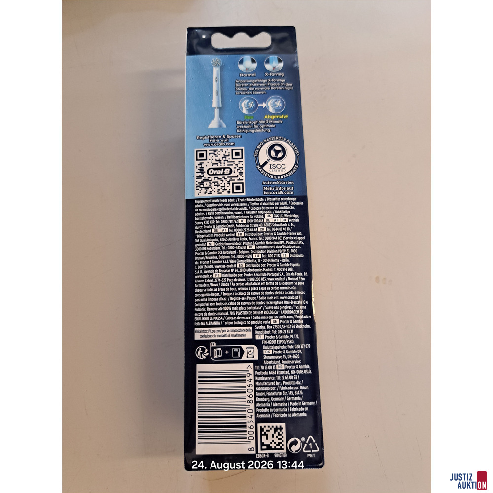 1x Packung ORAL B B&uuml;rsten mit 8 St&uuml;ck - NEU