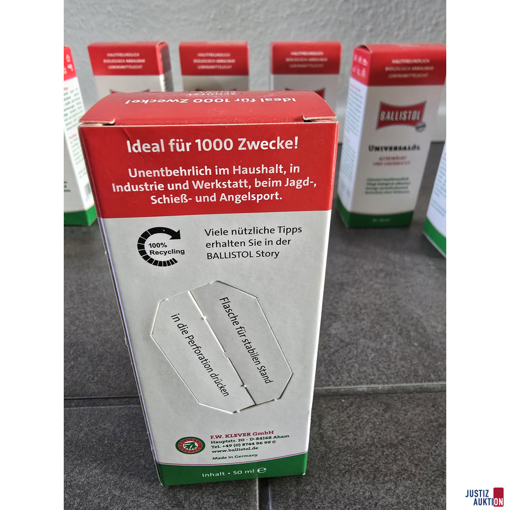 8 Flaschen Ballistol Universalöl, jeweils 50 ml – foto 4 – kavel bij Justiz-Auktion, Forchheim