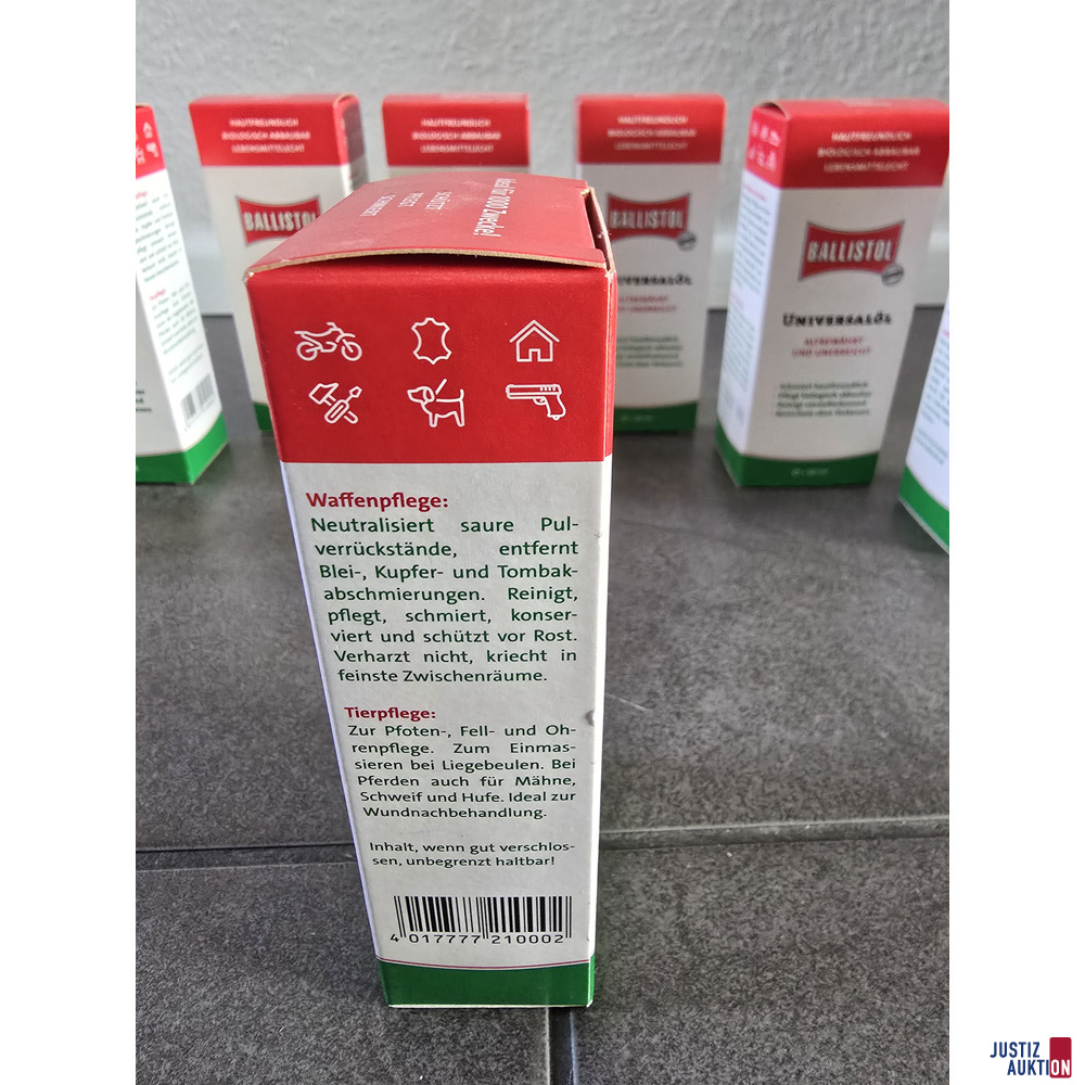 8 Flaschen Ballistol Universalöl, jeweils 50 ml – foto 5 – kavel bij Justiz-Auktion, Forchheim