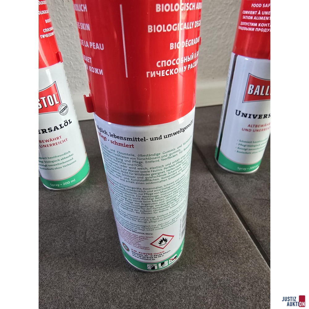 5 Dosen Ballistol Universalöl Spray à 200 ml – foto 3 – kavel bij Justiz-Auktion, Forchheim
