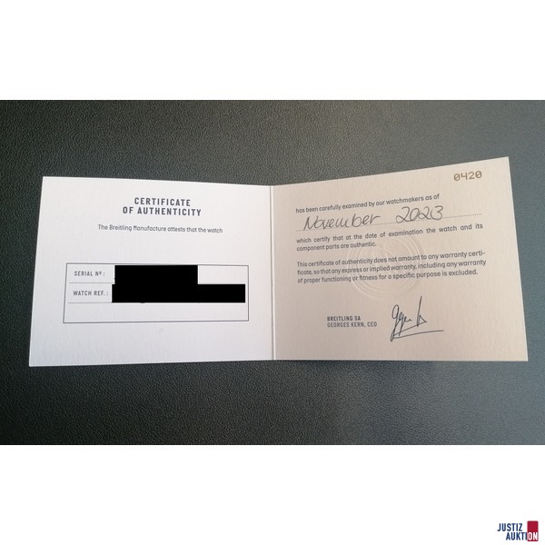 Echtheitszertifikat innen