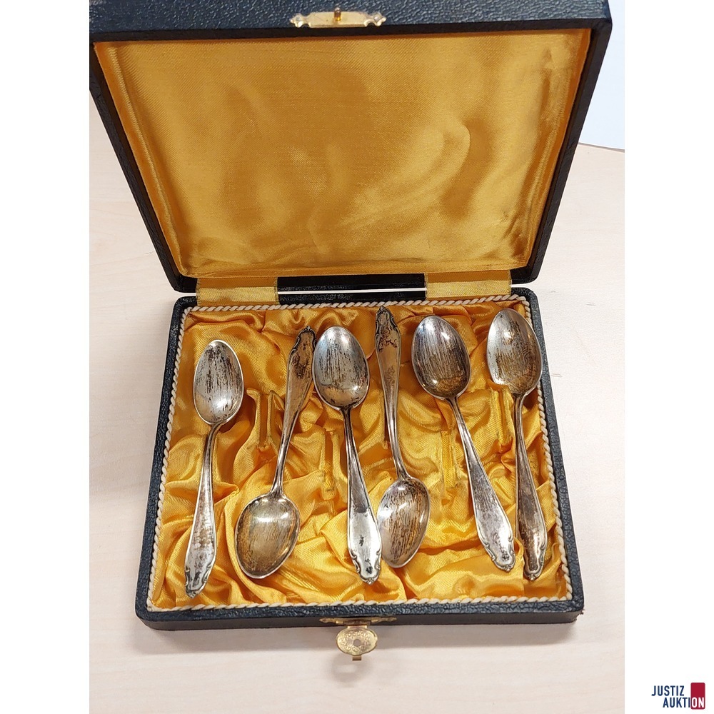 Löffelset (6 Stück) mit Schatulle amtspunziert 800‰ - 134g
