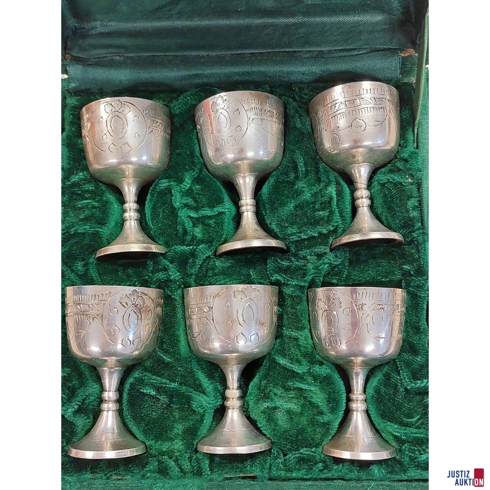 Kleinkelchset (6 Stück) graviert aus Neusilber (unedel/kein echtes Silber)