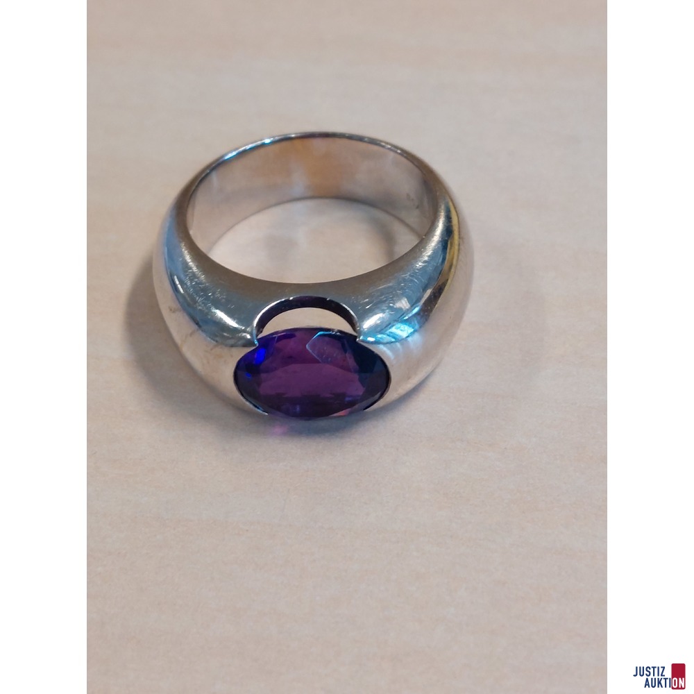 Damenring 750 &permil; Wei&szlig;gold punziert mit Amethyst 14&comma;7 g Gr&ouml;&szlig;e 57