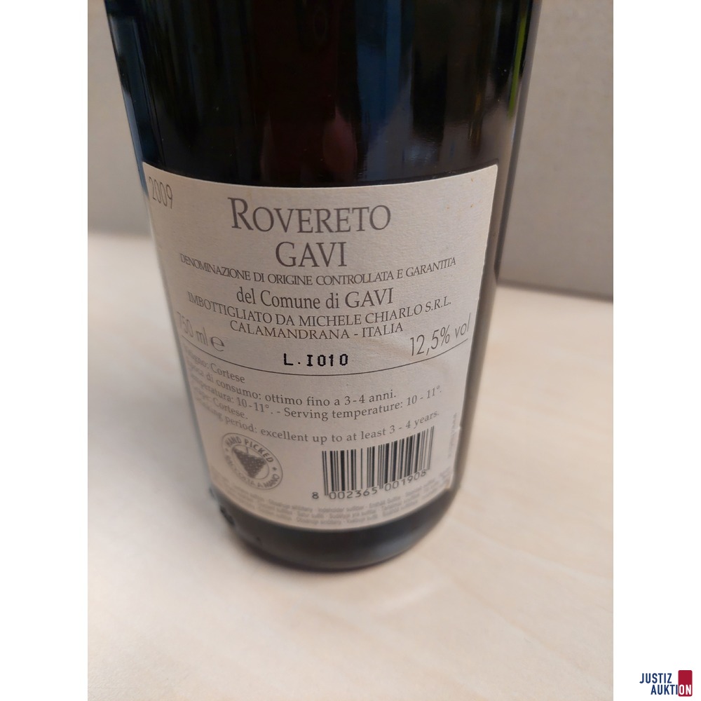 Italienischer Weisswein Rovereto Gavi Jahrgang 2009