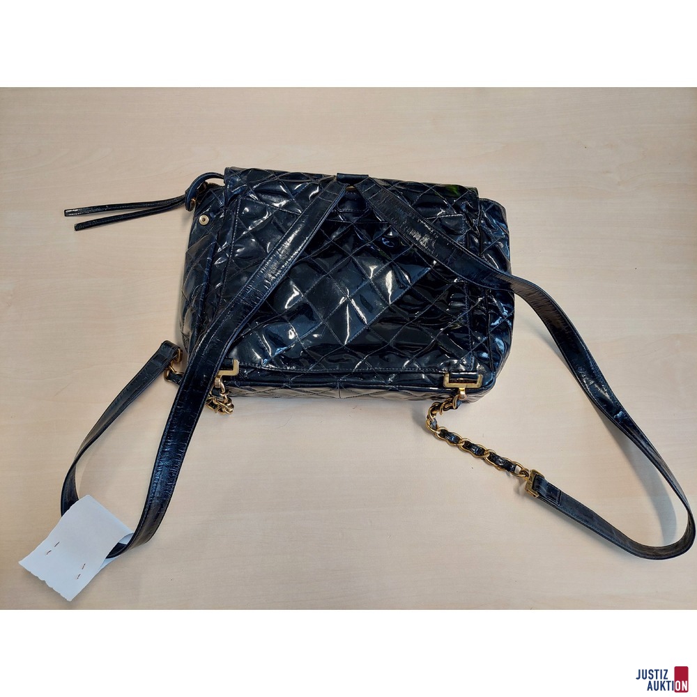 Vintage Chanel Lederrucksack Lackleder schwarz