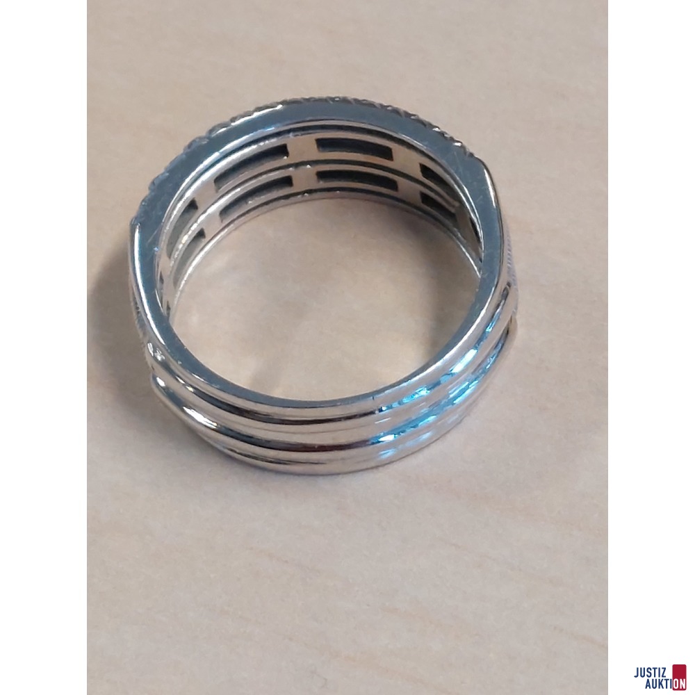 Damenring 750 &permil; Wei&szlig;gold punziert mit wei&szlig;en Schmucksteinen 7&comma;7 g Gr&ouml;&szlig;e 56&comma;5