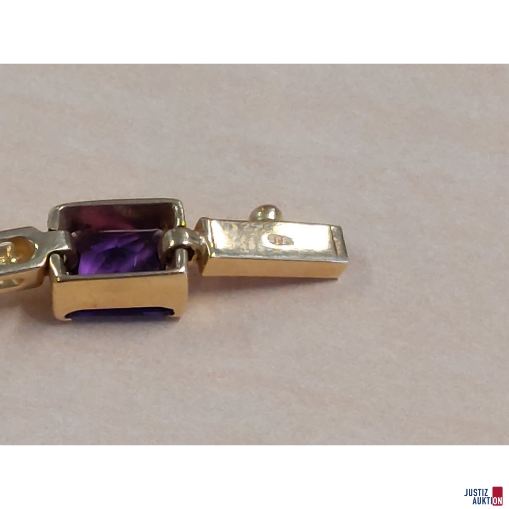 Damenarmband mit Citrin und Amethyst 20 cm L&auml;nge 17&comma;6 g 585 &permil; punziert