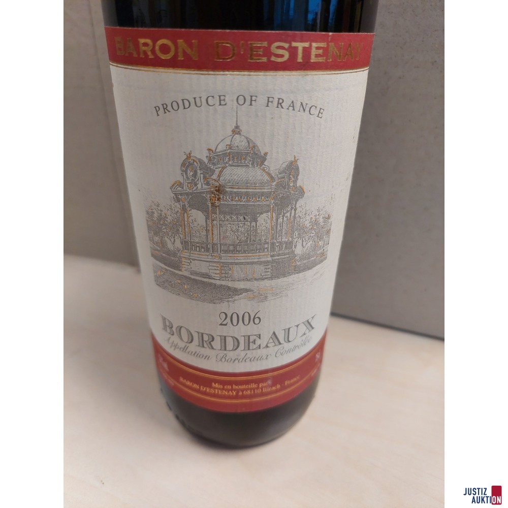 Franz&ouml;sischer Rotwein Baron D&DiacriticalAcute;Estenay Bordeaux Jahrgang 2006