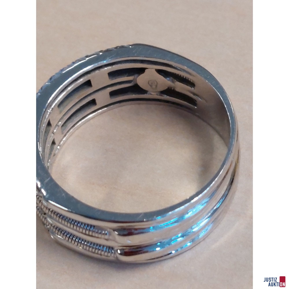 Damenring 750 &permil; Wei&szlig;gold punziert mit wei&szlig;en Schmucksteinen 7&comma;7 g Gr&ouml;&szlig;e 56&comma;5