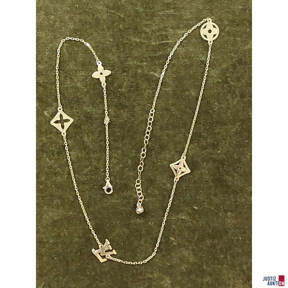Karreekette mit Zwischenteilen im LV Design 14 Karat