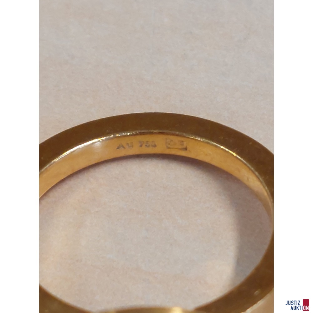 Damendesignring 11&comma;2 g Gr&ouml;&szlig;e 54&comma;5 mit t&uuml;rkisem Schmuckstein 750 &permil; punziert