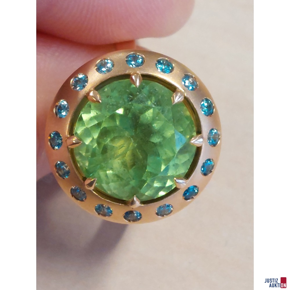 Designdamenring 750 &permil; punziert Rosegold mit Peridot 12&comma;4 g Gr&ouml;&szlig;e 58