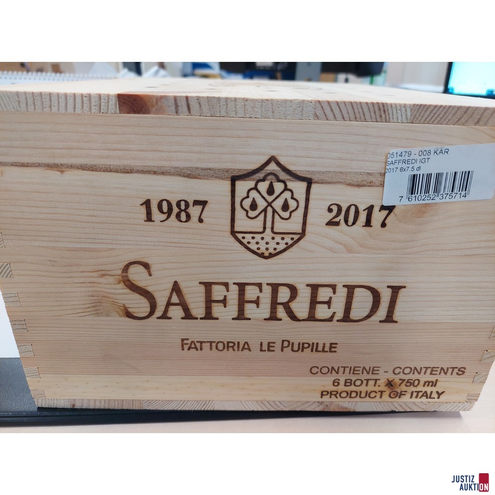 Jubil&auml;umswein Holzkiste mit 6 Flaschen Wein &lpar;30 Jahre&rpar;