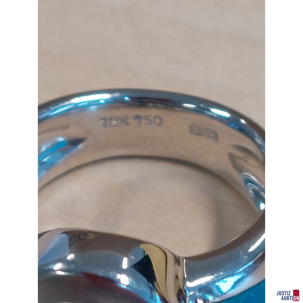 Damenring 750 &permil; Wei&szlig;gold punziert mit Amethyst Spinell 10&comma;8 g Gr&ouml;&szlig;e 52&comma;5