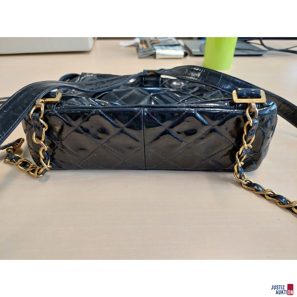 Vintage Chanel Lederrucksack Lackleder schwarz