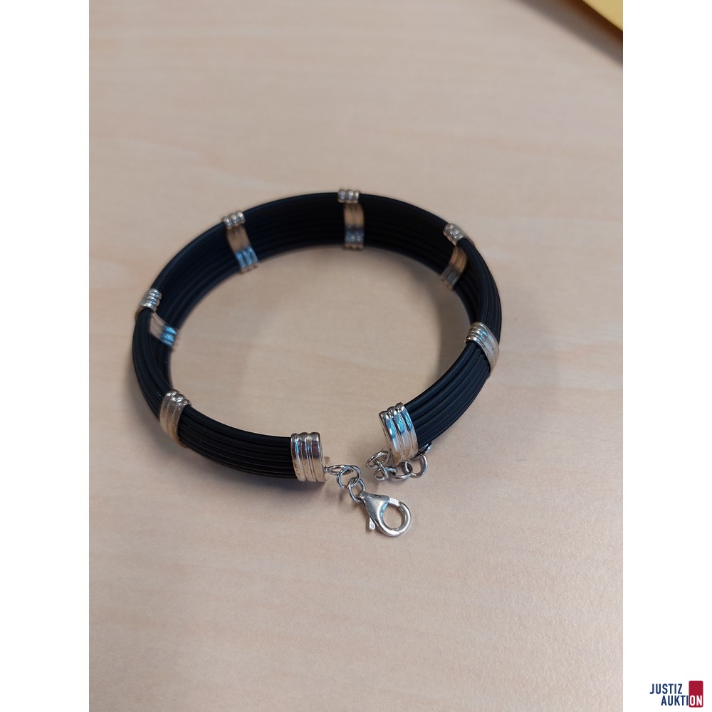 Kautschuk Armband mit 925 &permil; punziert