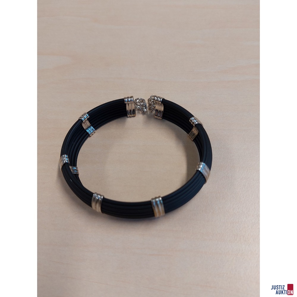 Kautschuk Armband mit 925 &permil; punziert