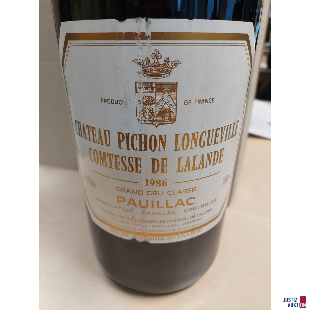 Franz&ouml;sischer Rotwein&comma; Magnum Flasche Chateau Pichon Longueville Comtesse de Lalande Jahrgang 1986 Grand Cru Classe